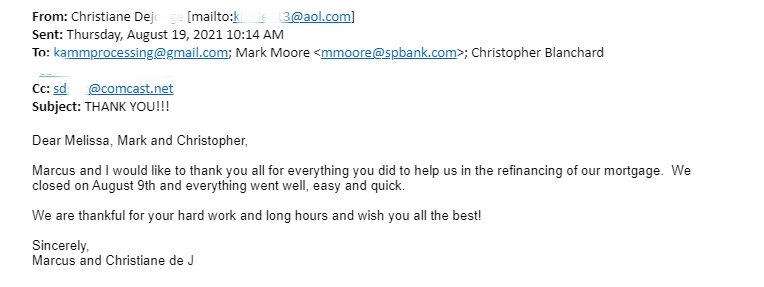 Mark Moore Mortgage - closing went well, easy and quick